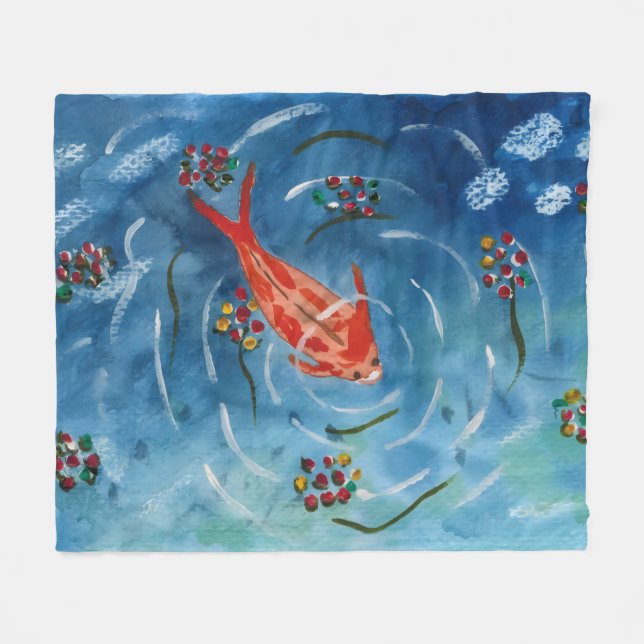 Polaire Couverture en molleton à motif de carpe koï paisib (Devant (Horizontal))