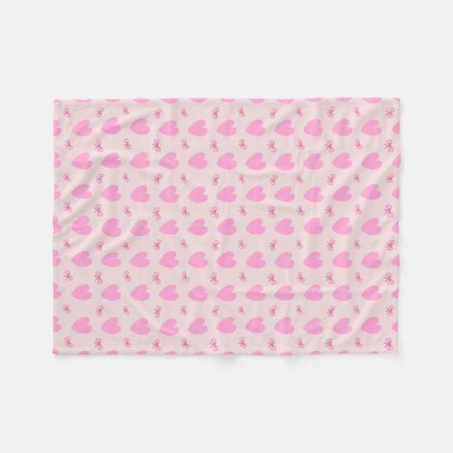 Polaire Couverture en molleton à motif de coeurs roses et  (Devant (Horizontal))