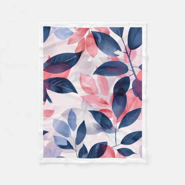 Polaire Couverture en molleton à motif de feuilles rose et (Devant)
