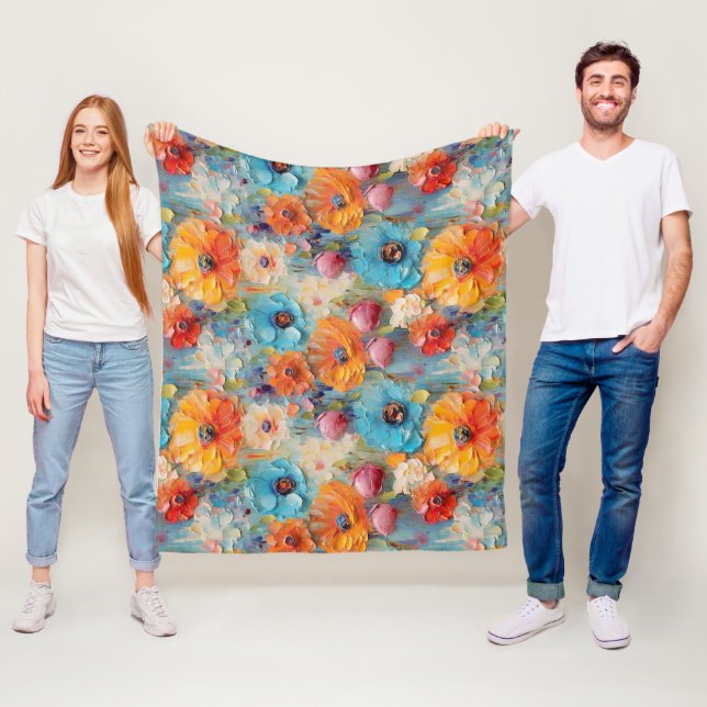 Polaire Couverture en molleton à motif de fleurs texturées (En situation)