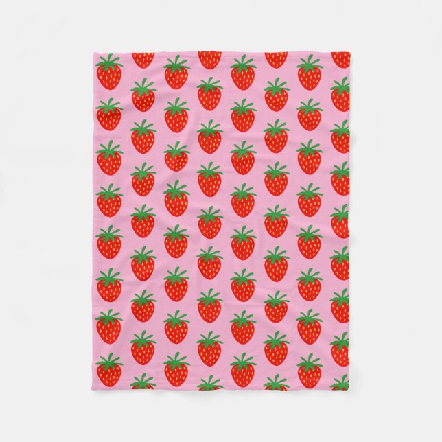 Polaire Couverture en molleton à motif de fraise rouge mig (Devant)