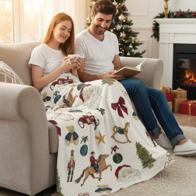 Polaire Couverture en molleton à motif de jouets de Noël v (Créateur téléchargé)