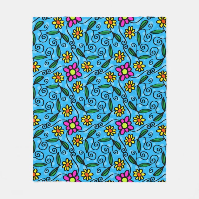 Polaire Couverture en molleton à motif floral abstrait (Devant)