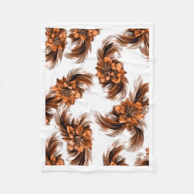 Polaire Couverture en molleton à motif floral orange bronz (Devant)