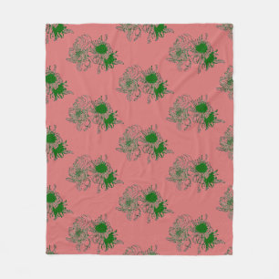Polaire Couverture en molleton à motif floral rouge et ver