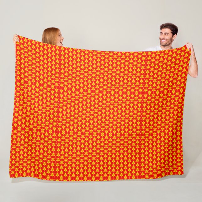 Polaire Couverture en molleton à motif géométrique rouge e (En situation)