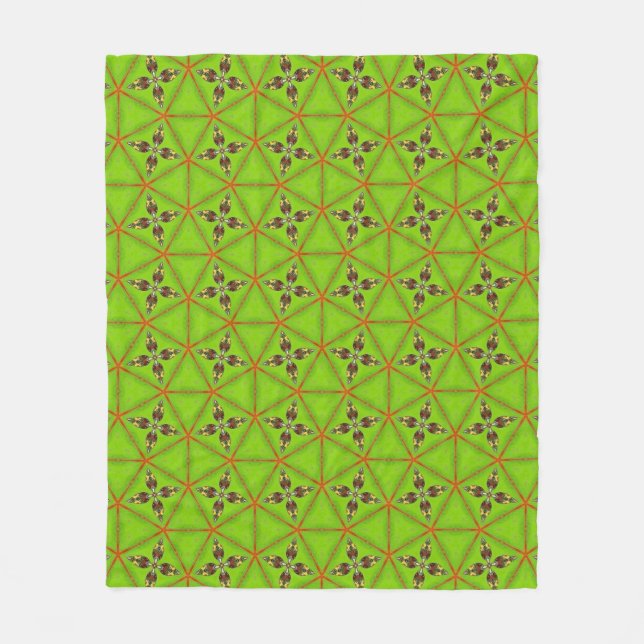 Polaire Couverture en molleton à motif géométrique vert  (Devant)