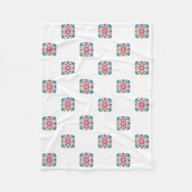 Polaire Couverture en molleton à patchwork floral mexicain (Devant)