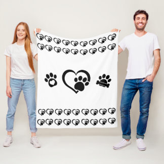 Polaire Couverture en molleton à petits cœurs et empreinte