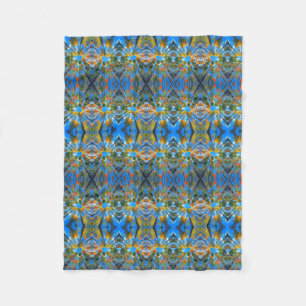 Polaire Couverture en molleton abstraite kaléidoscope bleu