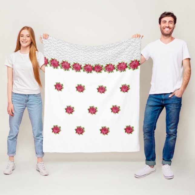 Polaire couverture en molleton au crochet floral (En situation)