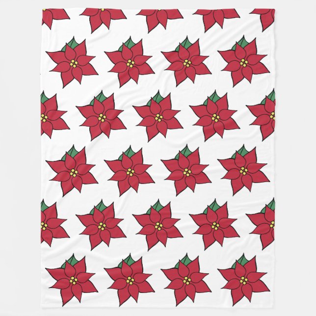 Polaire Couverture en molleton au poinsettia de Noël  (Devant)