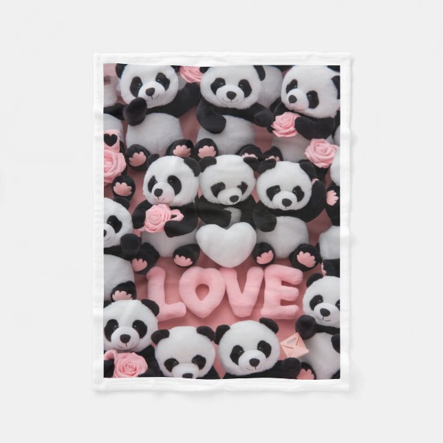 Polaire Couverture en molleton avec ours pandas mignons et (Devant)
