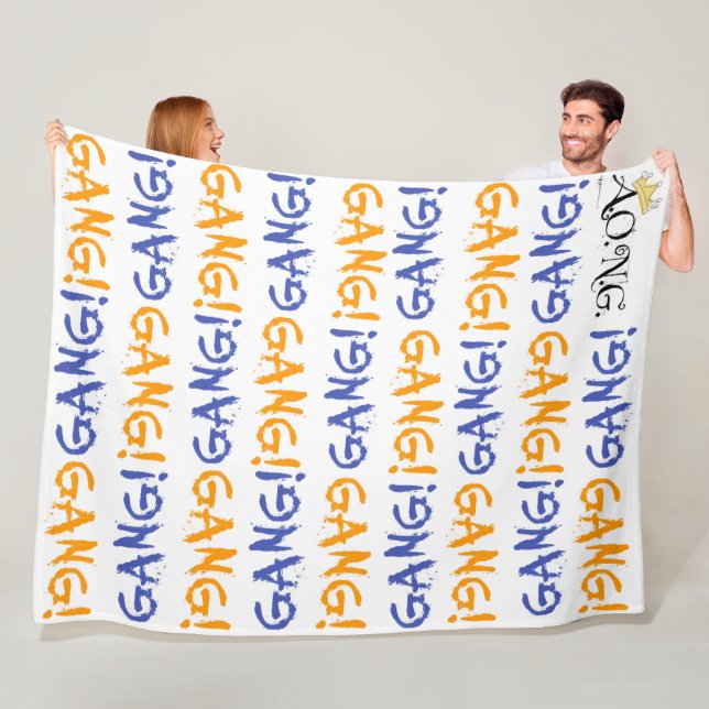 Polaire Couverture en molleton BLEU ET ORANGE, Grande 60"  (En situation)