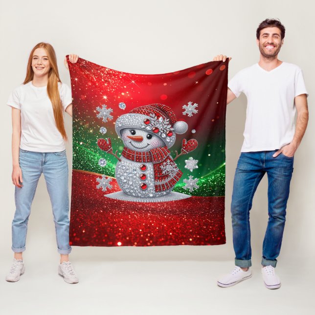 Polaire Couverture en molleton Bonhomme de neige Strass (En situation)