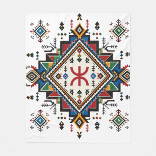 Polaire Couverture en molleton brodée marocaine amazighe  