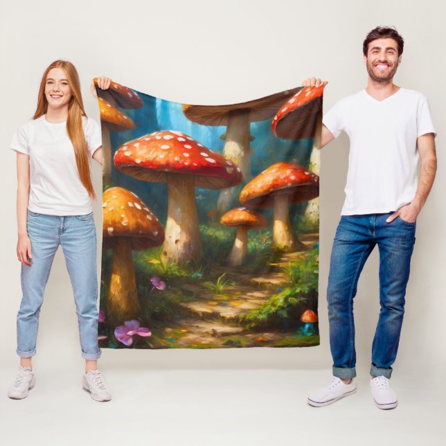 Polaire Couverture en molleton champignon fantaisie (En situation)