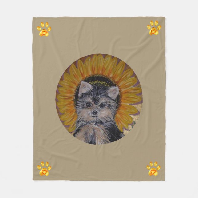 Polaire Couverture en molleton Chien mignon, Tournesol et  (Devant)