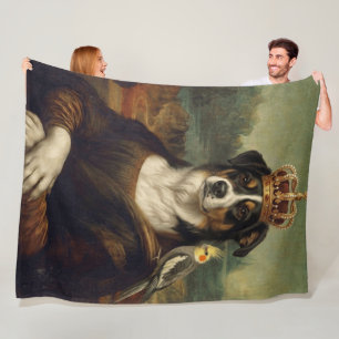 Polaire Couverture en molleton Chien Mona Lisa avec perroq