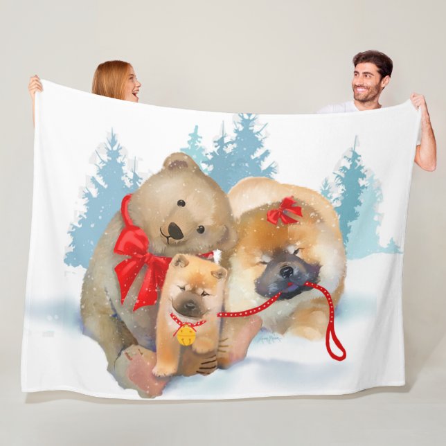 Polaire Couverture en molleton Chow & Bear - 3 tailles POR (En situation)