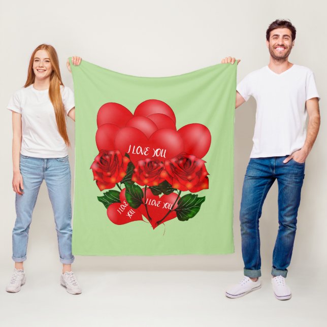 Polaire Couverture en molleton Cœurs rouges et roses – Rom (En situation)