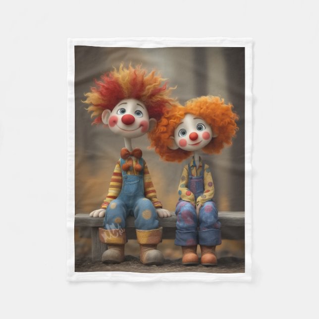 Polaire Couverture en molleton confortable Couple de Clown (Devant)
