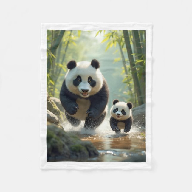 Polaire Couverture en molleton confortable Pandas courant  (Devant)