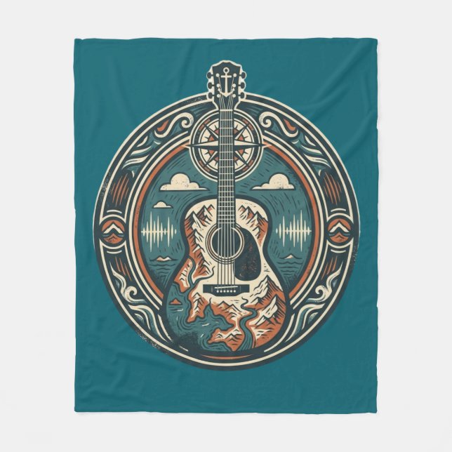Polaire Couverture en molleton Crest à motif de guitare ac (Devant)