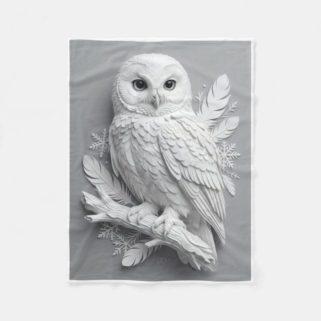 Polaire Couverture en molleton d'art 3D sculpté de chouett (Devant)