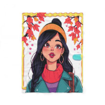 Couverture en molleton d'art pour fille d'automne 