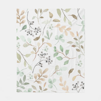 Polaire Couverture en molleton de feuilles botaniques