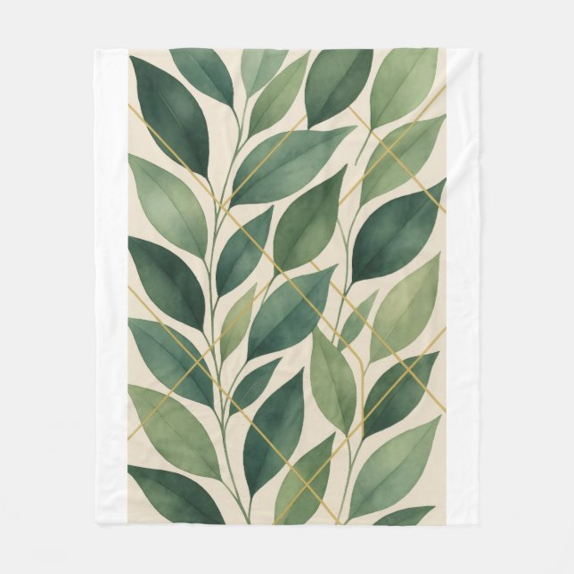 Polaire Couverture en molleton de feuilles vertes botaniqu (Devant)