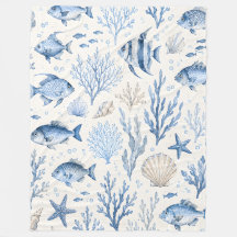 Couverture en molleton de poisson côtier bleu
