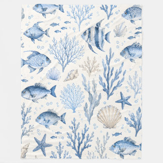 Polaire Couverture en molleton de poisson côtier bleu
