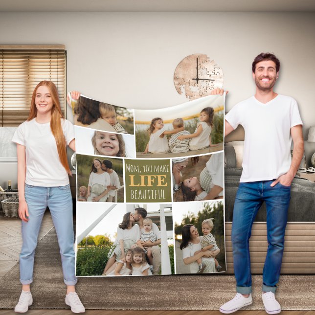 Polaire Couverture en molleton douce et confortable pour d (Mom Soft Cozy Photo Sleeping Fleece Blanket Personalized)