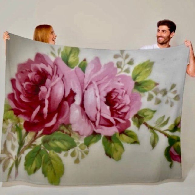 Polaire Couverture en molleton Élégance Rose Vintage (Delicate, soft and colourful. Available 3 sizes, polyester fleece, machine washable. 
)