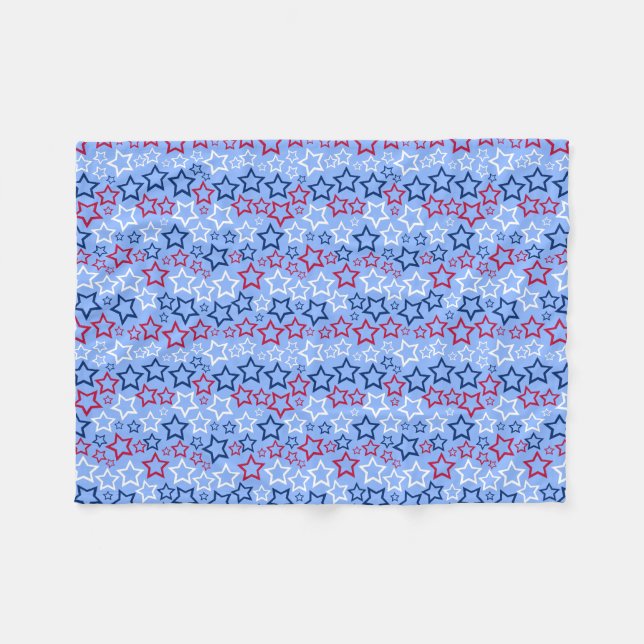 Polaire Couverture en molleton Étoiles Rouge, Blanc & Bleu (Devant (Horizontal))
