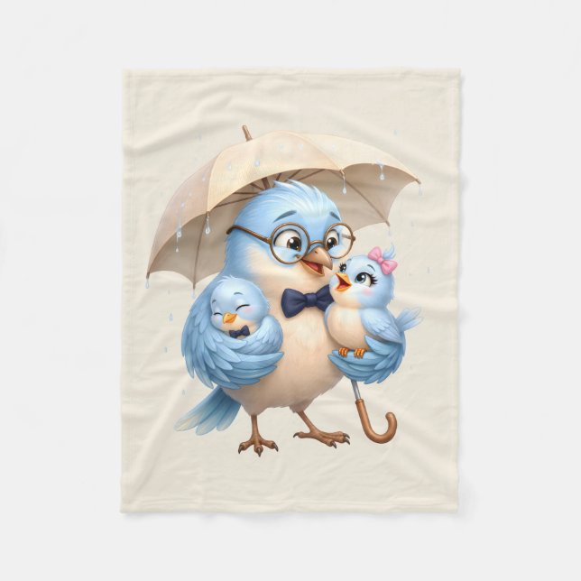 Polaire Couverture en molleton Famille Papa Oiseau Cadeau (Devant)
