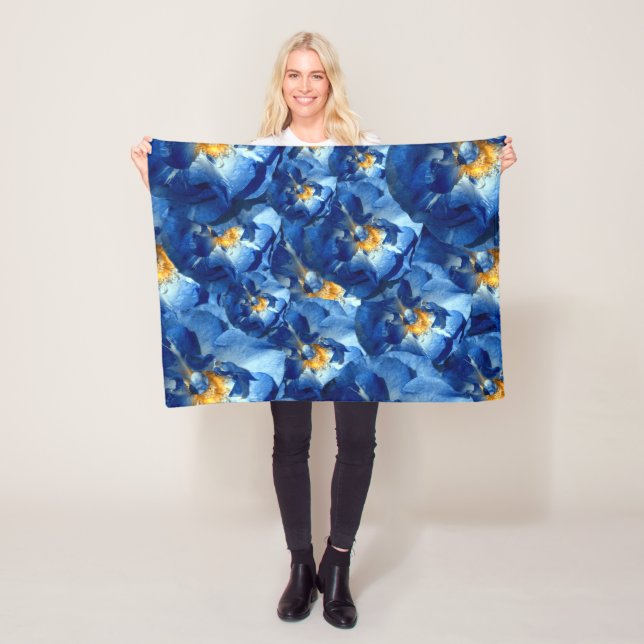 Polaire Couverture en molleton fleuri Blue Summer , Blue R (En situation)