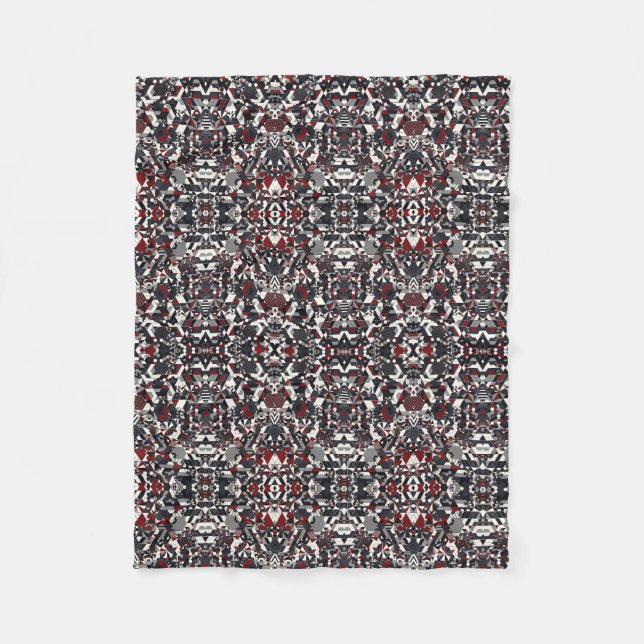 Polaire Couverture en molleton fleuri damassé argent rouge (Devant)