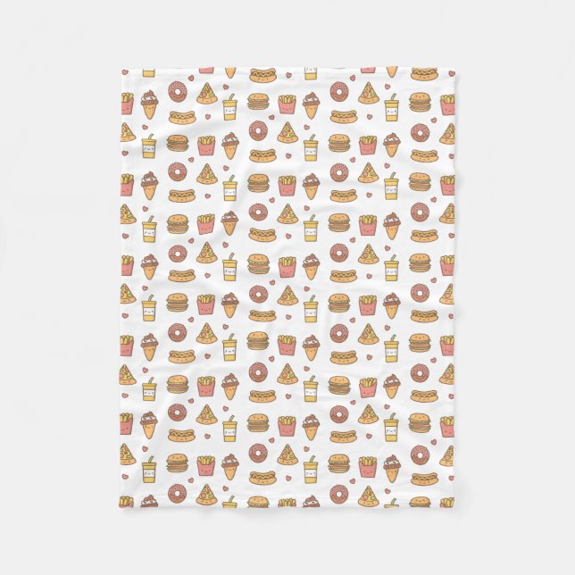 Polaire Couverture en molleton Kawaii Fast Food Doodles (Devant)