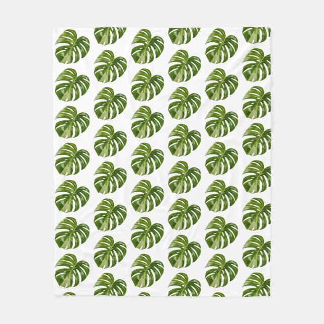 Polaire Couverture en molleton Monstera Albo (Devant)