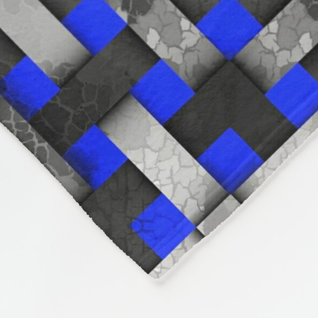 Polaire Couverture en molleton mosaïque tissée bleue et gr (Coin)