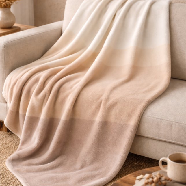 Polaire Couverture en molleton ombré taupe ivoire (Sunrise inspired fade in warm earth tones for modern farmhouse decor)