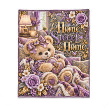 Couverture en molleton Ourson Lavande Home Sweet H
