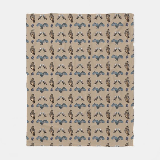 Polaire Couverture en molleton Owl Frenzy (Beige) (Devant)