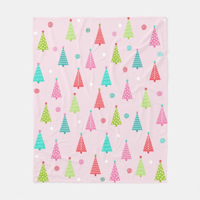 Polaire Couverture en molleton Pastel Christmas Trees (Devant)