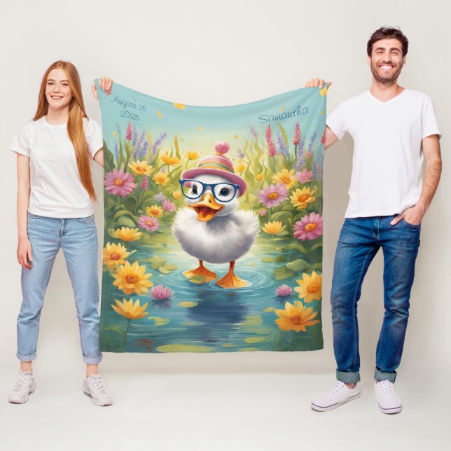 Polaire Couverture en molleton personnalisable de caneton  (En situation)