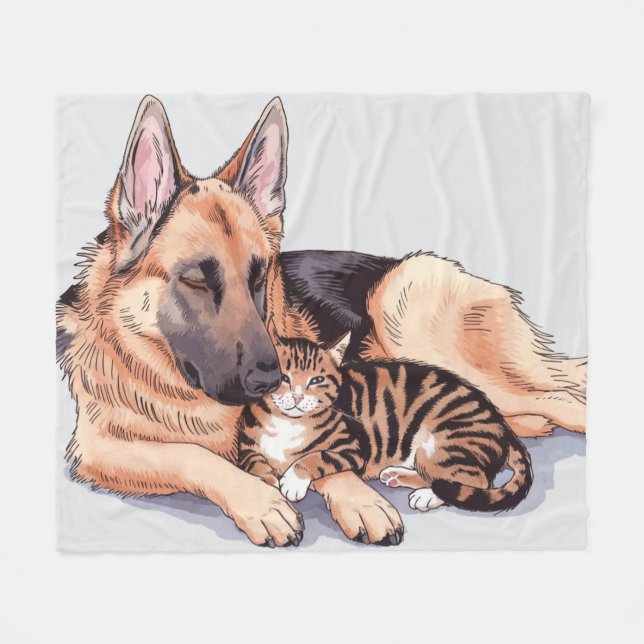 Polaire Couverture en molleton pour chien Berger Allemand  (Devant (Horizontal))