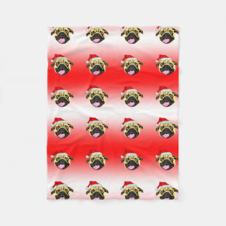 Polaire Couverture en molleton Pug de Noël